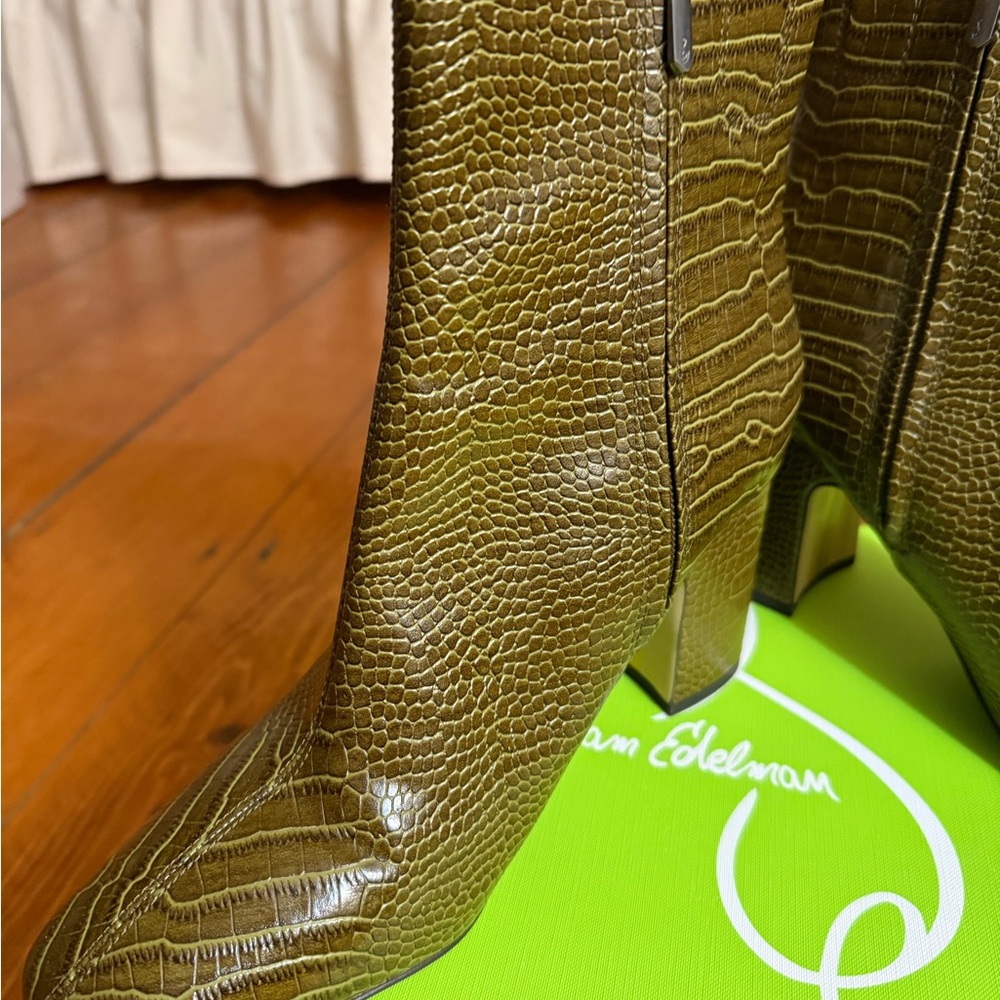 Sam Edelman Olive Croc-Embossed Heeled Boots - Picture 3 of 7